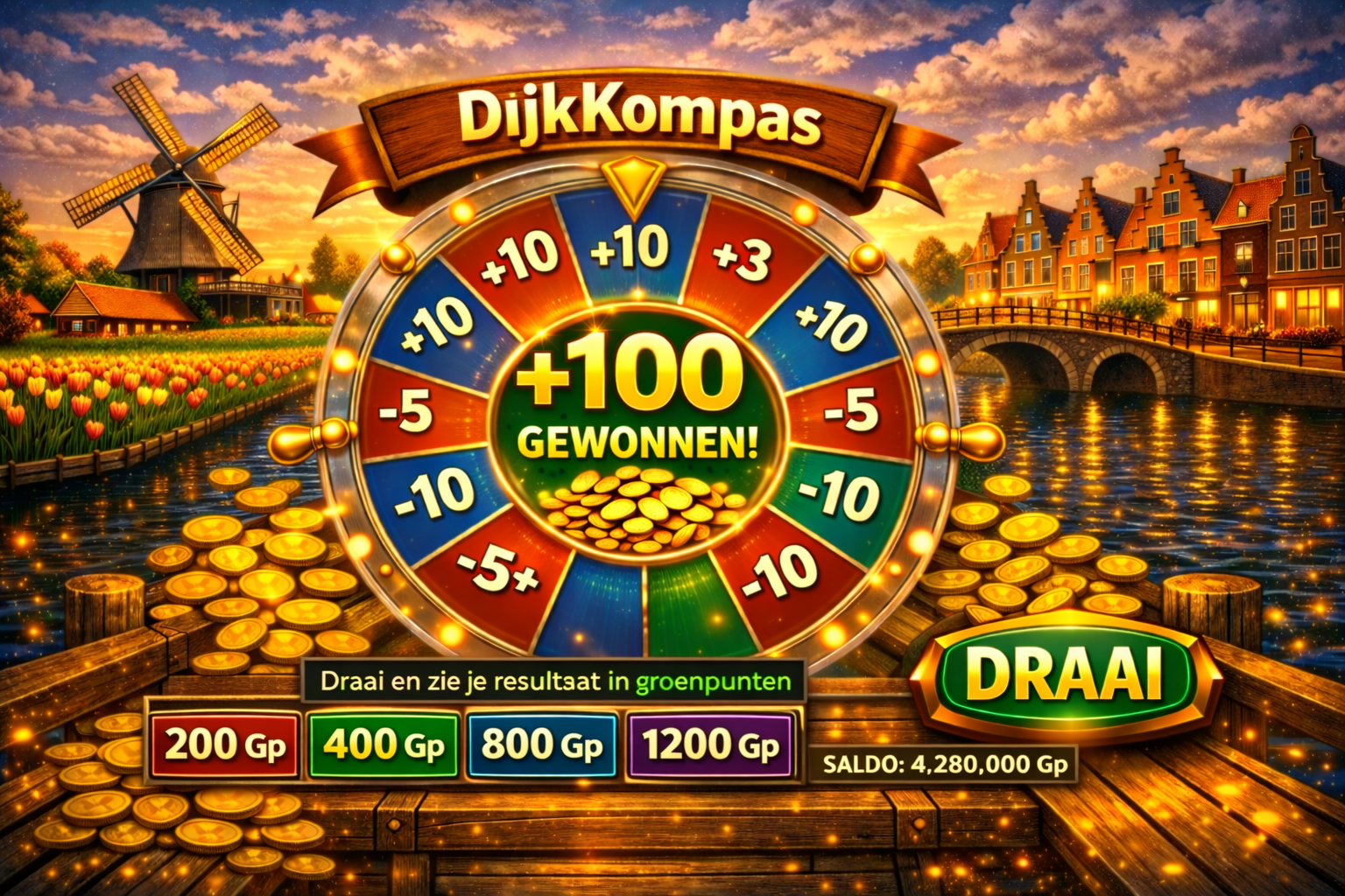 DijkKompas: donker groen kompasrad